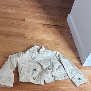 Zara Cream Double-Breasted Cropped Pea Coat for Kids